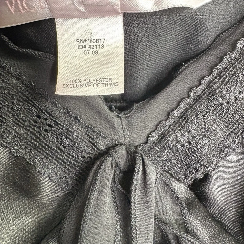 Victoria's Secret Womens Chemise Nightgown Small Black Satin Babydoll Lingerie